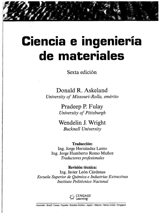 CIENCIA E INGENIERÍA DE MATERIALES